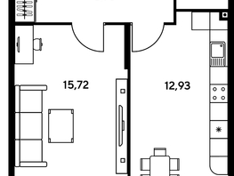 Продается 1-комнатная квартира ЖК Малина Парк, дом 1, 41.84  м², 7720000 рублей