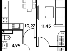 Продается 1-комнатная квартира ЖК Малина Парк, дом 1, 32.77  м², 8220000 рублей