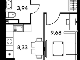 Продается 1-комнатная квартира ЖК Малина Парк, дом 1, 32.75  м², 8040000 рублей