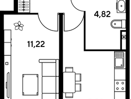 Продается 1-комнатная квартира ЖК Малина Парк, дом 1, 33.62  м², 6870000 рублей