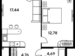 Продается 2-комнатная квартира ЖК Малина Парк, дом 1, 41.22  м², 7720000 рублей