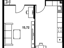 Продается 1-комнатная квартира ЖК Малина Парк, дом 2, 42.77  м², 5810000 рублей