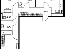 Продается 3-комнатная квартира ЖК Малина Парк, дом 2, 78.39  м², 12120000 рублей