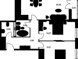 Продается 3-комнатная квартира ЖК Культура, дом 1, 79  м², 11840000 рублей