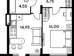 Продается 1-комнатная квартира ЖК Сезоны, 41.5  м², 6786800 рублей