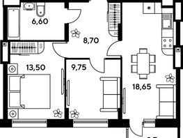 Продается 3-комнатная квартира ЖК Сезоны, 61.1  м², 9682000 рублей