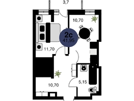 Продается 2-комнатная квартира ЖК Сезоны, 41.95  м², 5630000 рублей
