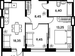 Продается 3-комнатная квартира ЖК Сезоны, 61.05  м², 7900000 рублей