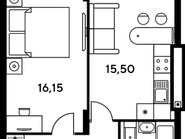 Продается 2-комнатная квартира ЖК Сезоны, 46.35  м², 6397500 рублей