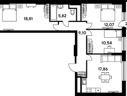 Продается 3-комнатная квартира ЖК Малина Парк, дом 4, 77.85  м², 11710000 рублей