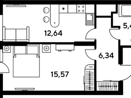 Продается 1-комнатная квартира ЖК Малина Парк, дом 4, 42.91  м², 7470000 рублей