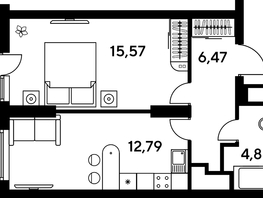 Продается 1-комнатная квартира ЖК Малина Парк, дом 4, 42.37  м², 7370000 рублей