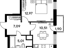 Продается 1-комнатная квартира ЖК Малина Парк, дом 4, 38.18  м², 6610000 рублей