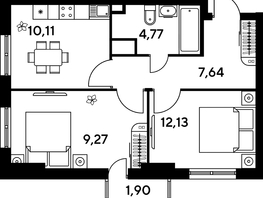 Продается 2-комнатная квартира ЖК Малина Парк, дом 4, 47.12  м², 10640000 рублей