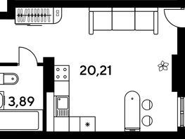 Продается 3-комнатная квартира ЖК Малина Парк, дом 4, 49.68  м², 11170000 рублей