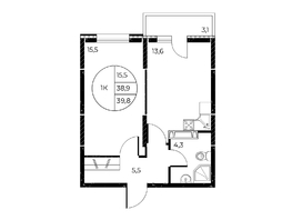 Продается 1-комнатная квартира ЖК Панорама на Театральном, литера 1, 39.8  м², 5600000 рублей