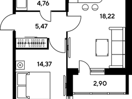 Продается 2-комнатная квартира ЖК Малина Парк, дом 1, 45.04  м², 11130000 рублей