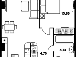 Продается 2-комнатная квартира ЖК Гринсайд, 5.1-5.5, 37.85  м², 6550000 рублей