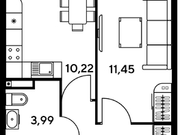 Продается 1-комнатная квартира ЖК Малина Парк, дом 1, 32.77  м², 7580000 рублей