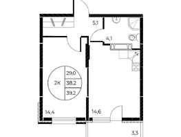 Продается 2-комнатная квартира ЖК Панорама на Театральном, литера 1, 39.2  м², 6613040 рублей