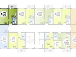 Продается 1-комнатная квартира ЖК Платовский, литер 13, 35.65  м², 5108645 рублей