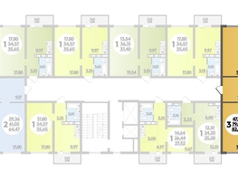 Продается 3-комнатная квартира ЖК Платовский, литер 13, 82.47  м², 8700585 рублей