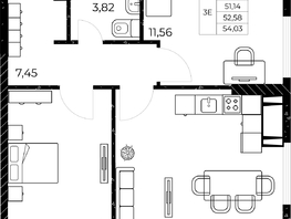 Продается 2-комнатная квартира ЖК Звезда Столицы 2, 54.03 м², 8806890 рублей