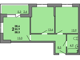 Продается 2-комнатная квартира ЖК Gray (Грэй), кв-л 11-3, 58.5  м², 7429500 рублей