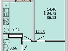 Продается 1-комнатная квартира ЖК Frame (Фрейм), 11Б, 36.13  м², 6196295 рублей