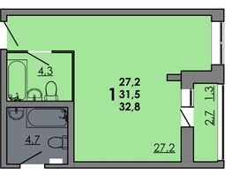 Продается Студия ЖК Gray (Грэй), кв-л 11-2, 32.8  м², 4805200 рублей