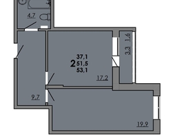 Продается 2-комнатная квартира ЖК Gray (Грэй), кв-л 11-2, 53.25  м², 7188750 рублей