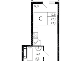 Продается Студия ЖК Флора, литера 2.1, 23.1  м², 3488100 рублей