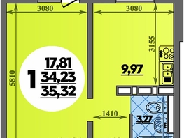 Продается 1-комнатная квартира ЖК Суворовский, литера 1, 35.32 м², 4720000 рублей