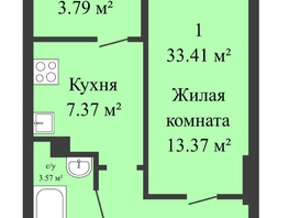 Продается 1-комнатная квартира Донская слобода, 33  м², 4090000 рублей