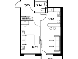 Продается 2-комнатная квартира ЖК Малина Парк, дом 1, 45.15  м², 6410000 рублей