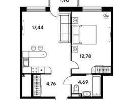 Продается 2-комнатная квартира ЖК Малина Парк, дом 1, 41.22  м², 6400000 рублей