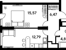 Продается 1-комнатная квартира ЖК Малина Парк, дом 4, 42.18  м², 5680000 рублей