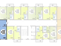 Продается 2-комнатная квартира ЖК Платовский, литер 13, 64.47  м², 6898290 рублей