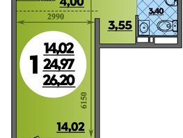 Продается Студия ЖК Суворовский, литера 23, 26.2 м², 3952280 рублей