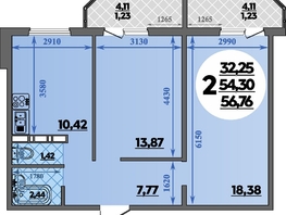 Продается 2-комнатная квартира ЖК Суворовский, литера 23, 56.76 м², 6822807 рублей