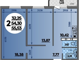 Продается 2-комнатная квартира ЖК Суворовский, литера 23, 55.53 м², 6841411 рублей