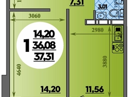 Продается 1-комнатная квартира ЖК Суворовский, литера 23, 37.31 м², 4467024 рублей
