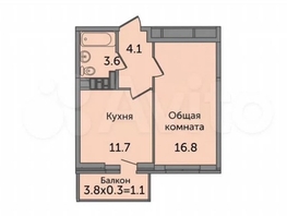 Продается 1-комнатная квартира 2-я Краснодарская ул, 39.1 м², 4500000 рублей