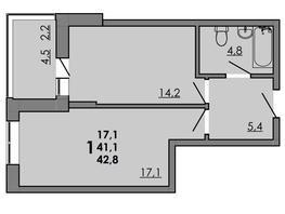 Продается 1-комнатная квартира ЖК Gray (Грэй), кв-л 11-3, 42.8 м², 5756600 рублей