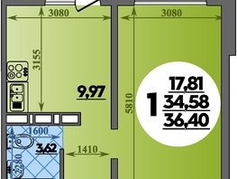 Продается 1-комнатная квартира ЖК Суворовский, литера 1, 36.4 м², 4590000 рублей