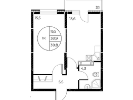 Продается 1-комнатная квартира ЖК Панорама на Театральном, литера 1, 39.8 м², 6921220 рублей