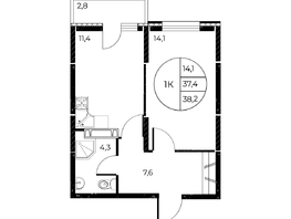 Продается 1-комнатная квартира ЖК Панорама на Театральном, литера 1, 38.2 м², 6398500 рублей