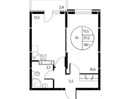 Продается 1-комнатная квартира ЖК Панорама на Театральном, литера 1, 38.1 м², 6457950 рублей