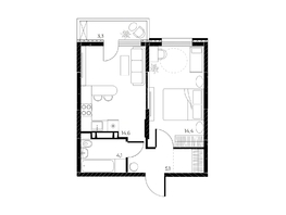 Продается 2-комнатная квартира ЖК Панорама на Театральном, литера 1, 39.2 м², 6181840 рублей