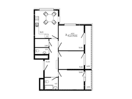 Продается 3-комнатная квартира ЖК ПРИТЯЖЕНИЕ, литер 3, 79.95 м², 12552150 рублей